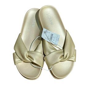J. Crew Gold Cross-strap pool slides:$69.50 Size 7